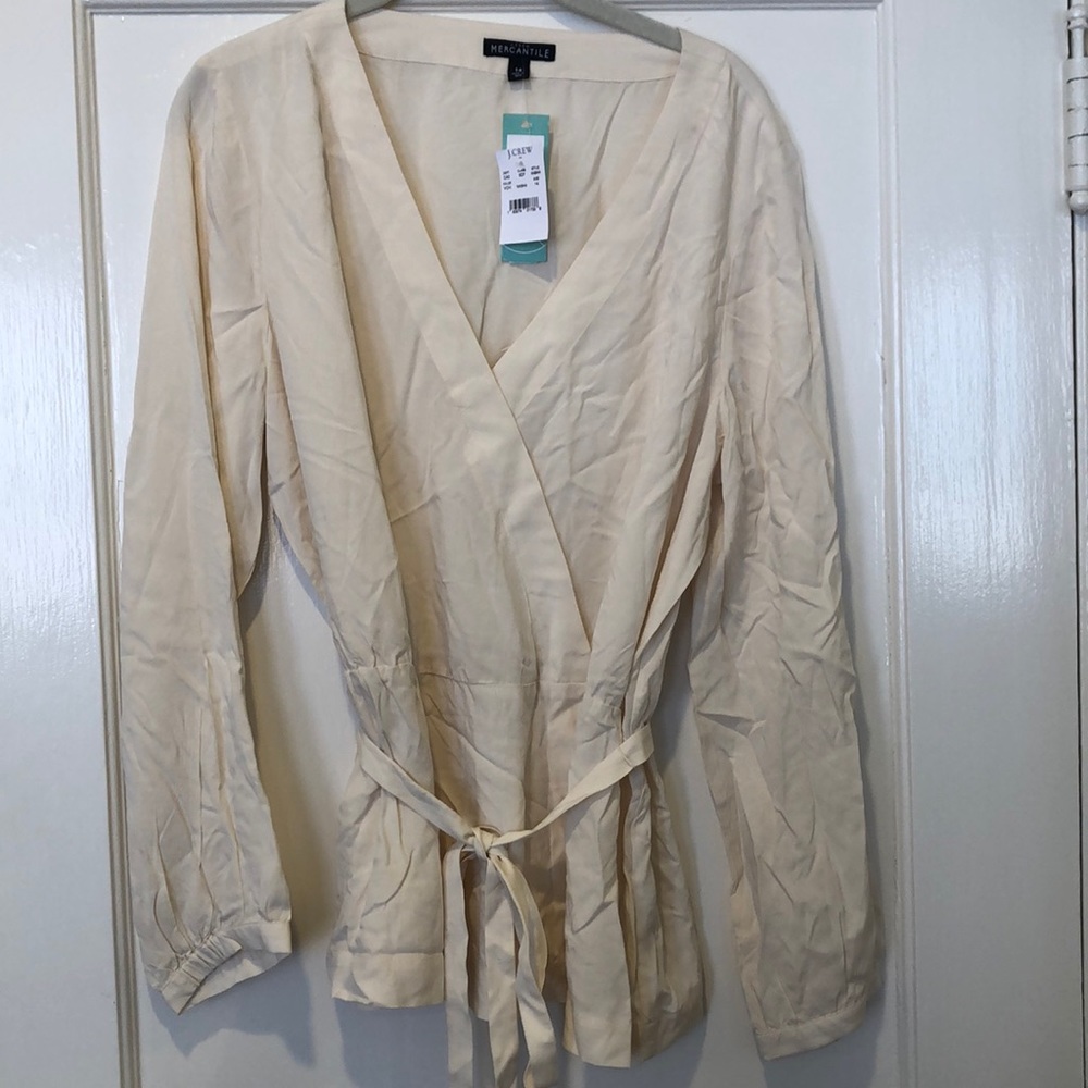 JCrew Mercantile Kimo Wrap Blouse - Off-White